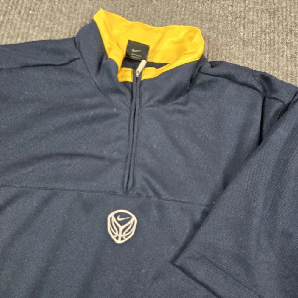 Nike Dri-FIT Pullover Shirt Mens‎ Medium Blue Yellow Quarter Zip Basketball Y2K